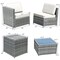 8-Piece White Wicker Patio Furniture Set with Cushions, Steel Frame and Tempered Glass Table for Outdoor Use
